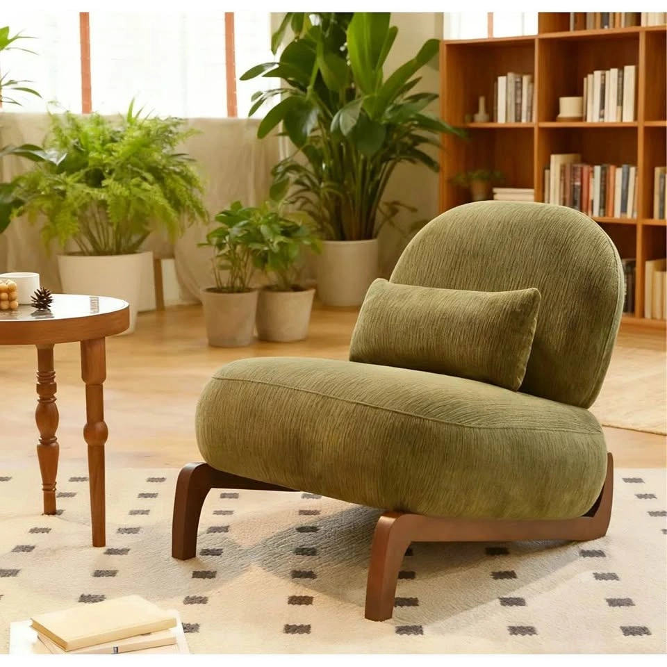 Cute Accent Chair With Solid Wood Legs - Velvet Green