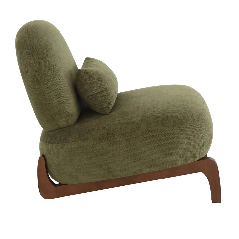 Cute Accent Chair With Solid Wood Legs - Velvet Green - photo 2