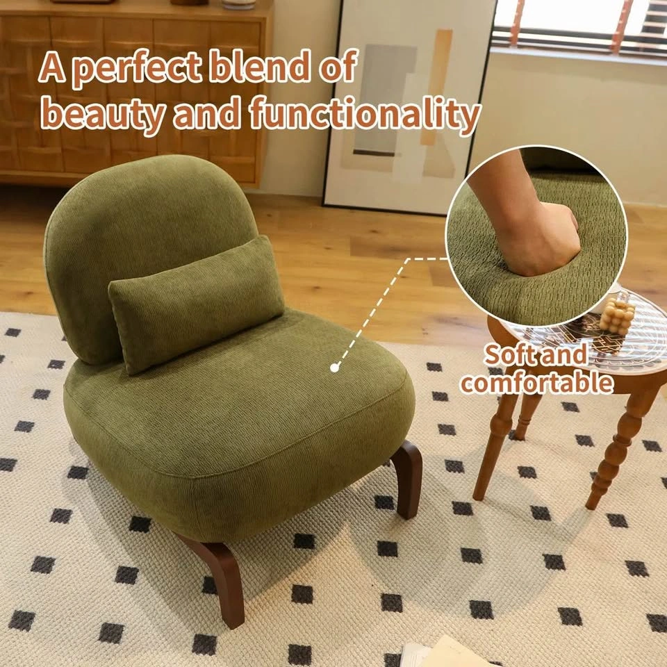 Cute Accent Chair With Solid Wood Legs - Velvet Green - photo 4