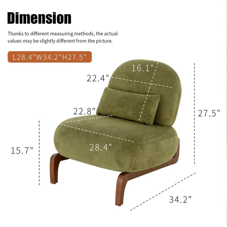 Cute Accent Chair With Solid Wood Legs - Velvet Green - photo 5