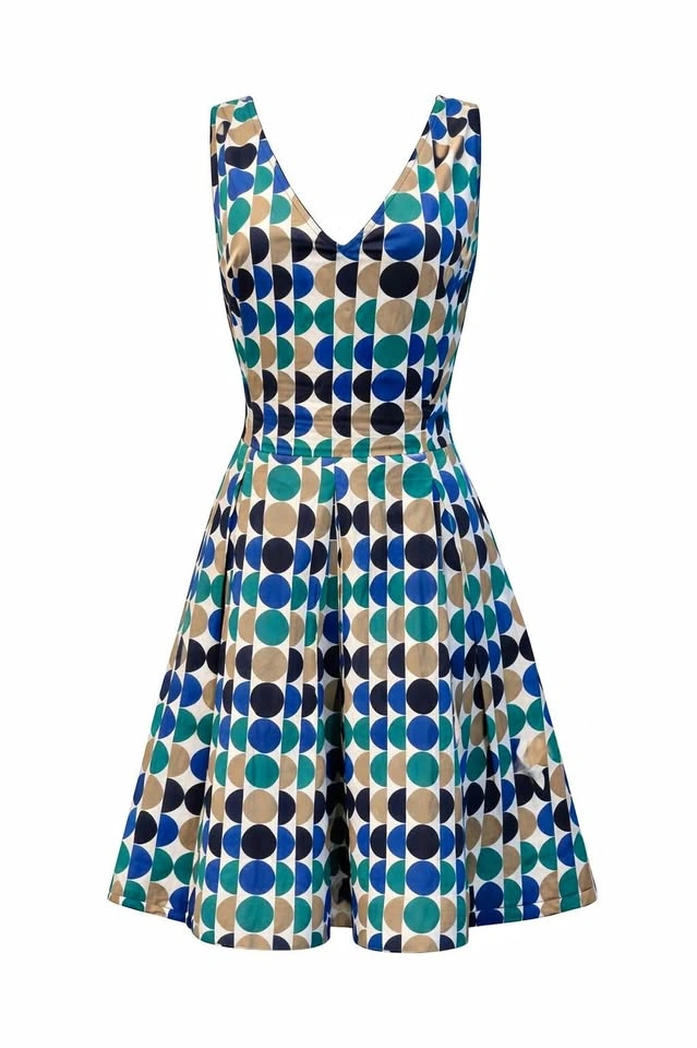 Banana Republic Geo Polka Dot Fit & Flare Dress Size 14