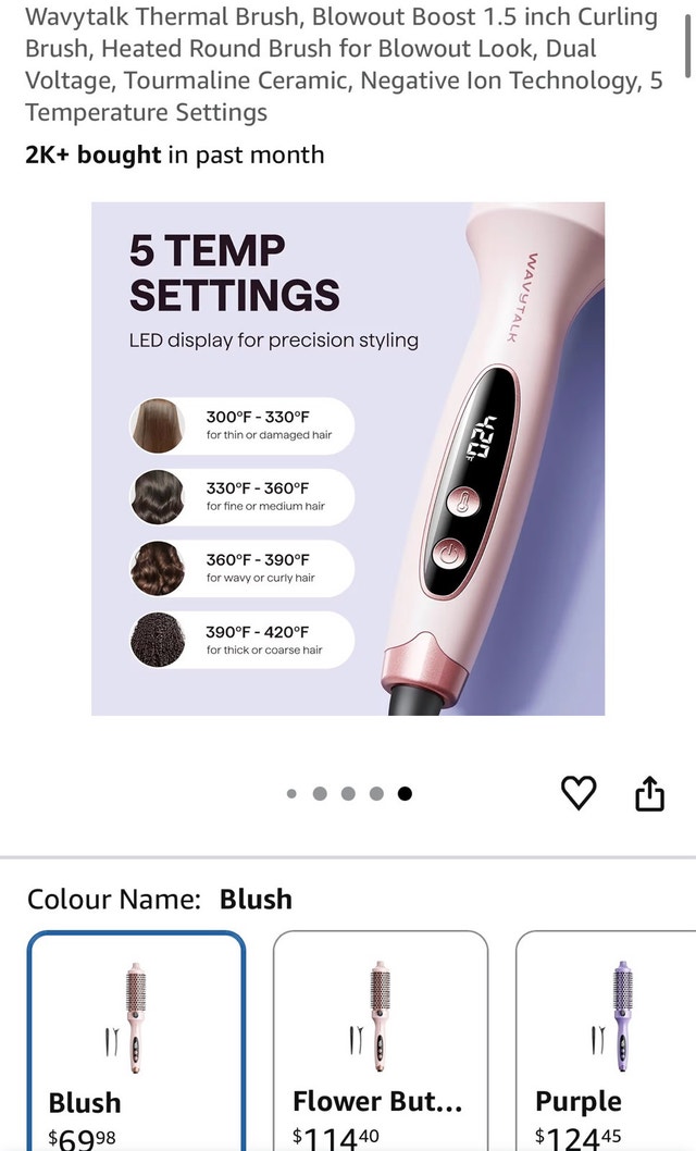 Wavytalk Thermal Brush, Blowout Boost 1.5 inch Curling Brush