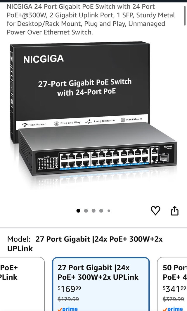 NICGIGA 24 Port Gigabit PoE Switch - 24 PoE+@300W