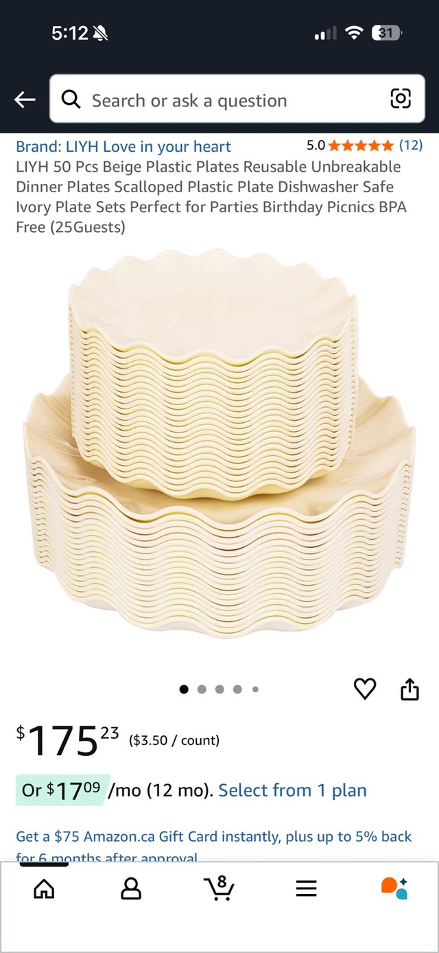 LIYH 50 Pcs Beige Plastic Plates Reusable Dinner