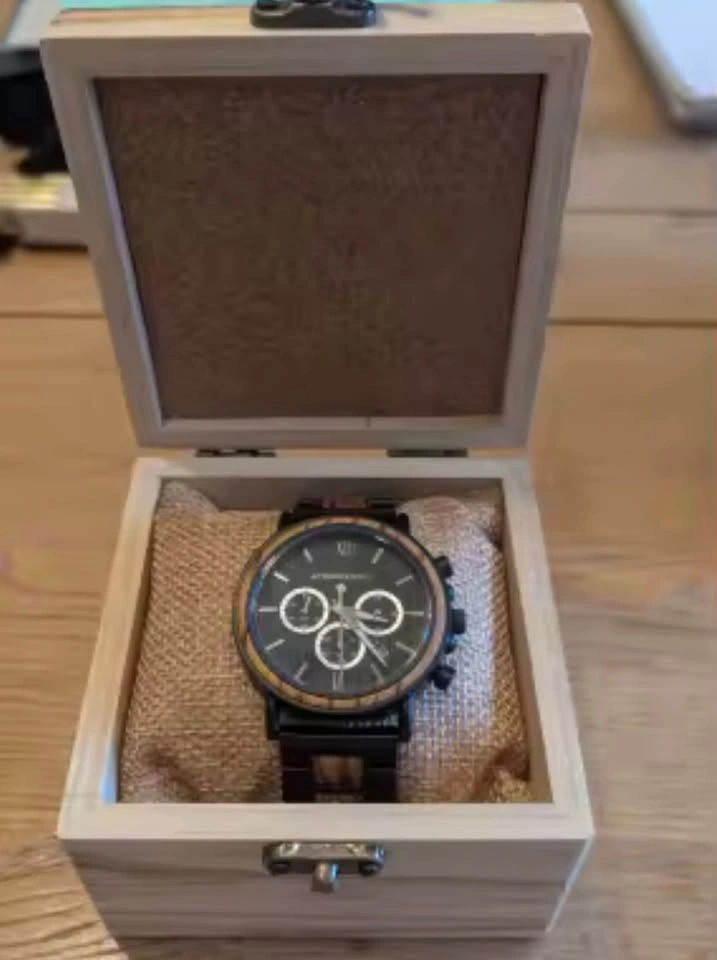 Engraved Walnut Wood Watch – Personalized Chronograph for Him - photo 2