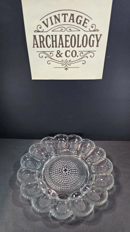 INDIANA GLASS COMPANY CLEAR GLASS DEVILED EGG PLATE - photo 3