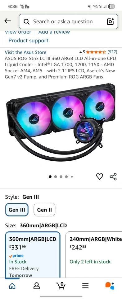 Rog Strix LC III 360 AIO LCD CPU Liquid Cooler - photo 4