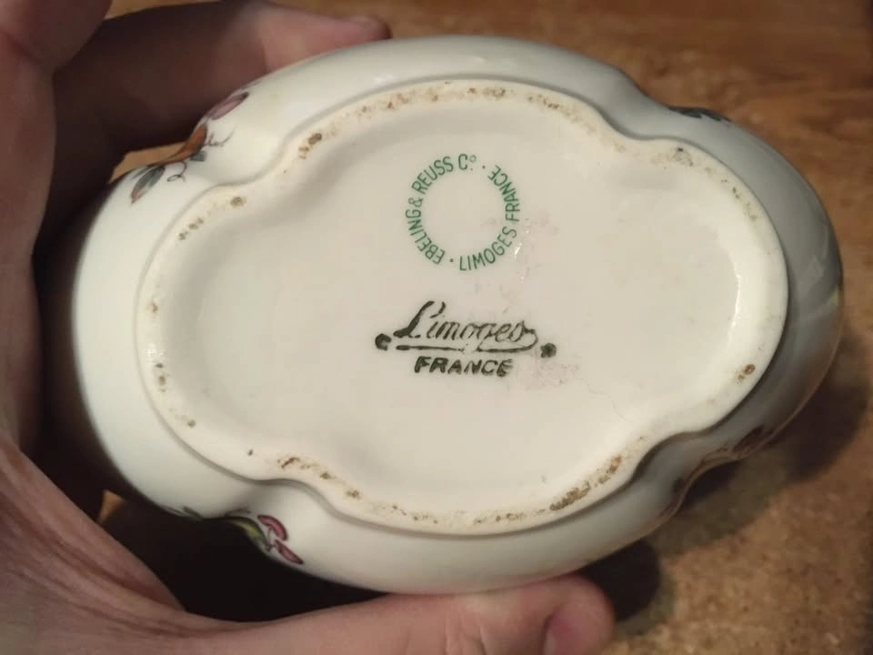 LIMOGES PORCELAIN BASKET FRUITS GOLD TRIM - photo 3