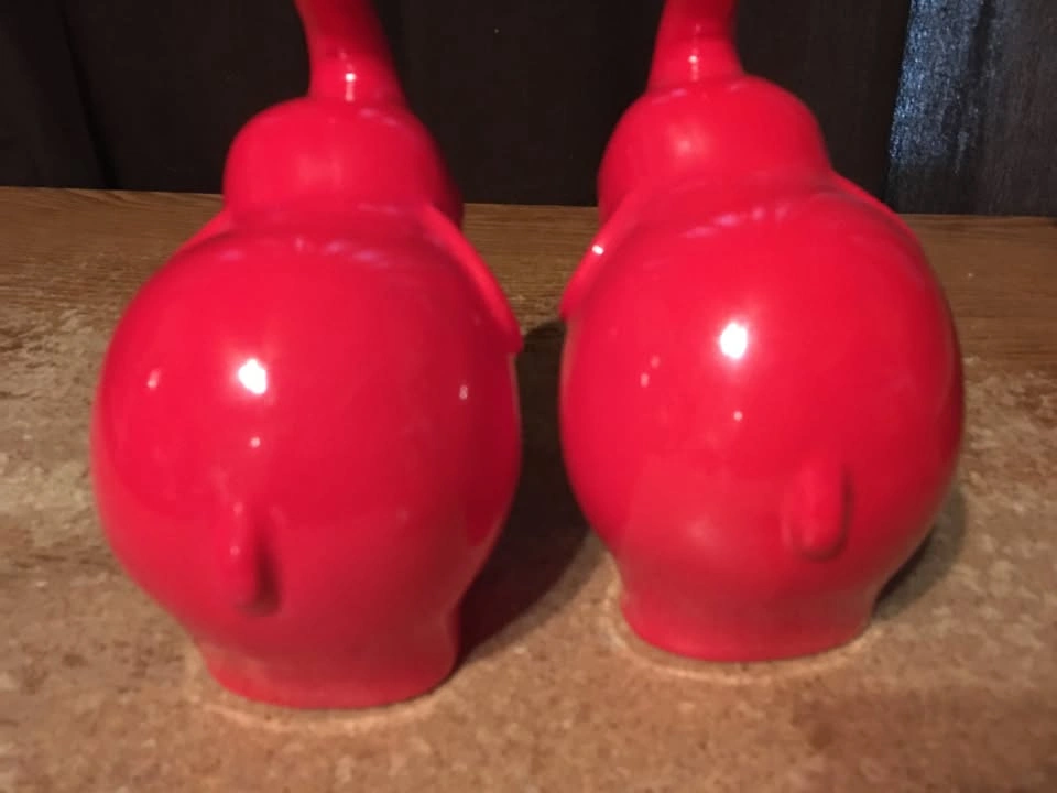 Two Enesco Red Elephants, Trunk Raised, 6.25" - photo 3