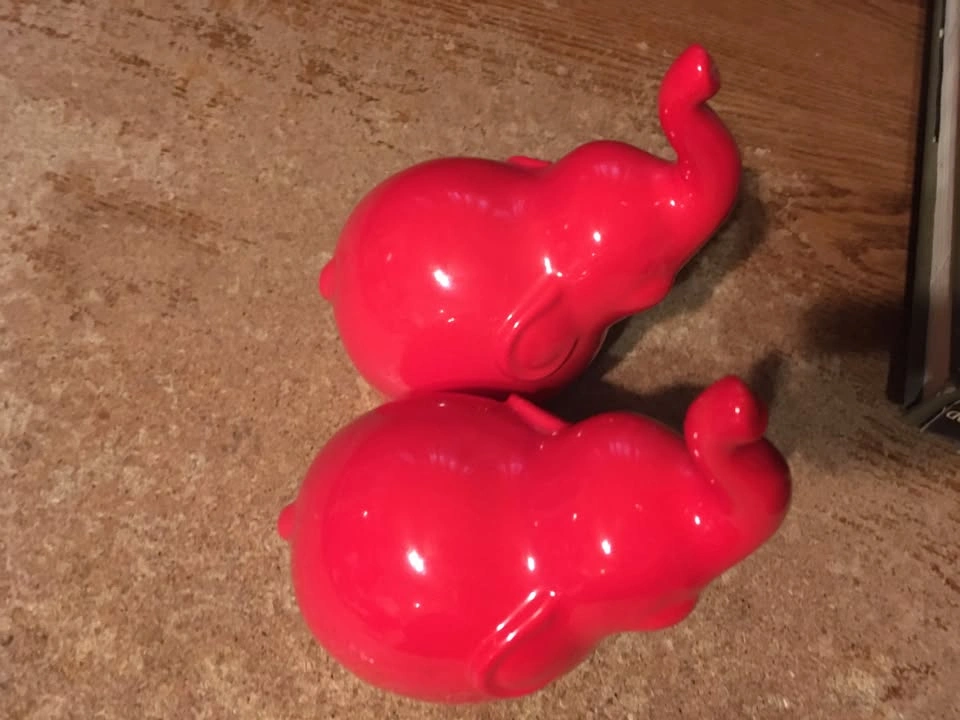 Two Enesco Red Elephants, Trunk Raised, 6.25" - photo 5