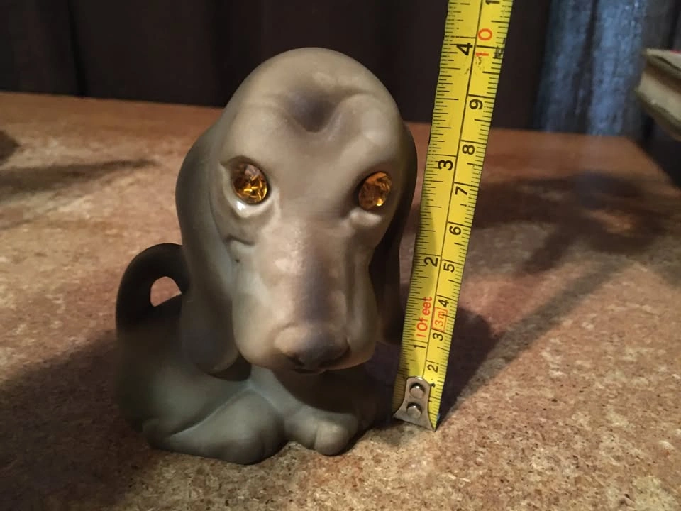 VINTAGE ROSELANE POTTERY BASSET HOUND DOG PUPPY FIGURINE RHINEST - photo 5