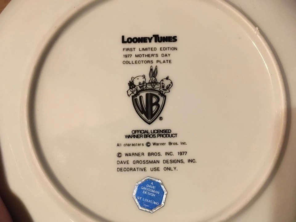 LOONEY TUNES MOTHERS DAY PLATE 1977 BUGS BUNNY DAFFY TWEETY - photo 3