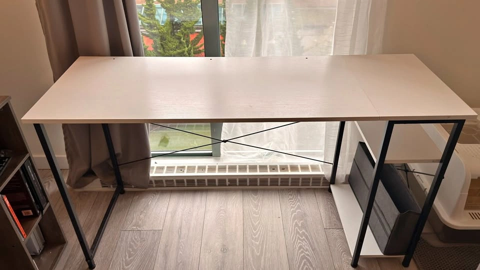 White Desk with Storage Shelves
