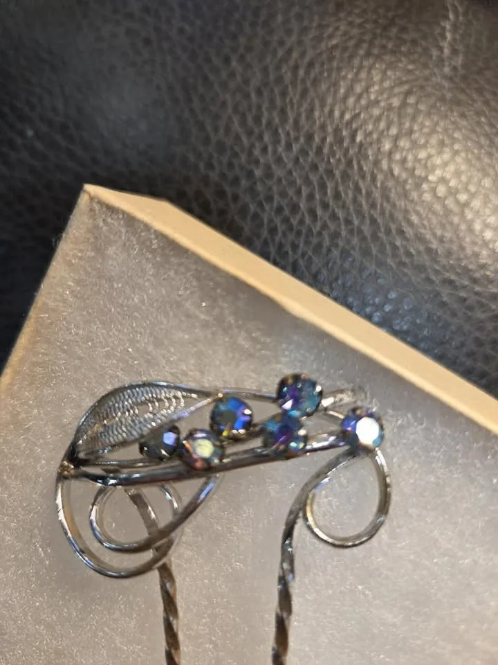 Silver With Blue Stones Hat/Hair Pin - photo 2