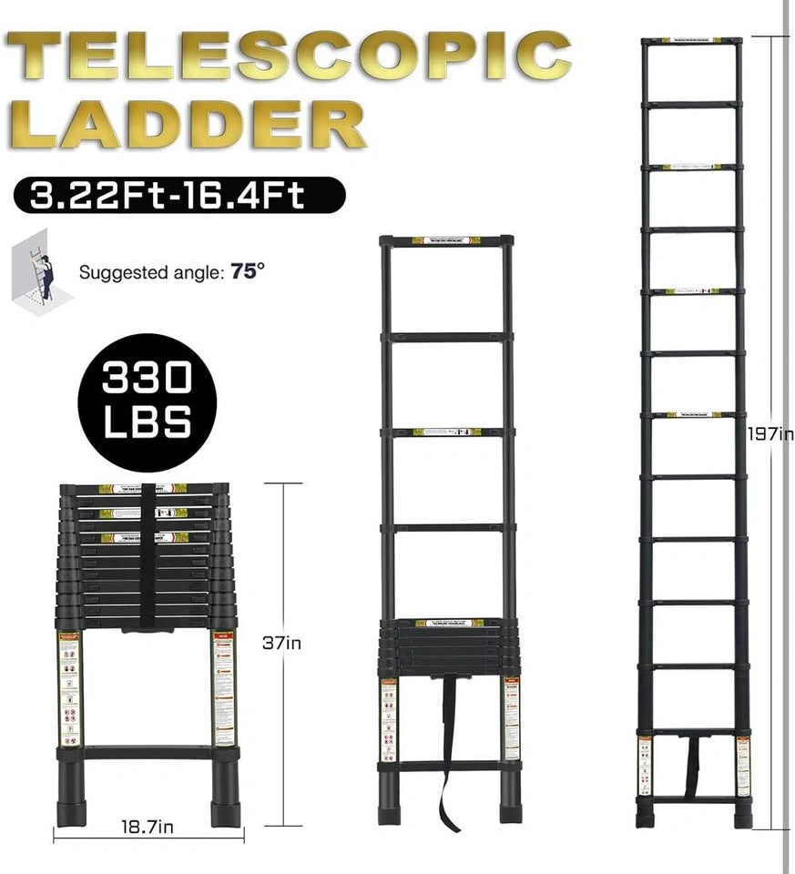 RIKADE Telescopic Ladder, 16.5FT Aluminum - photo 2