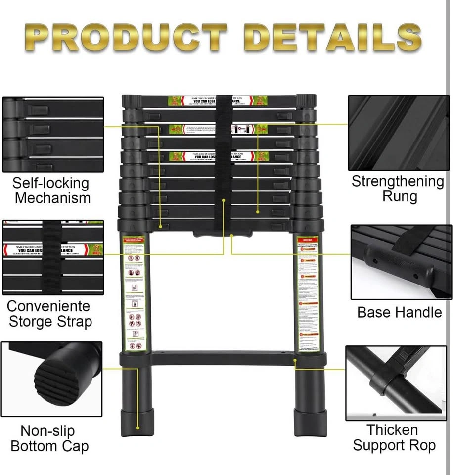 RIKADE Telescopic Ladder, 16.5FT Aluminum - photo 3