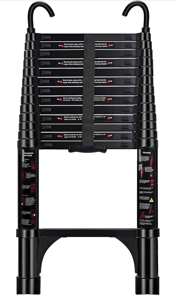 Telescopic Ladder 16 Feet - Aluminum Ladder with Hooks