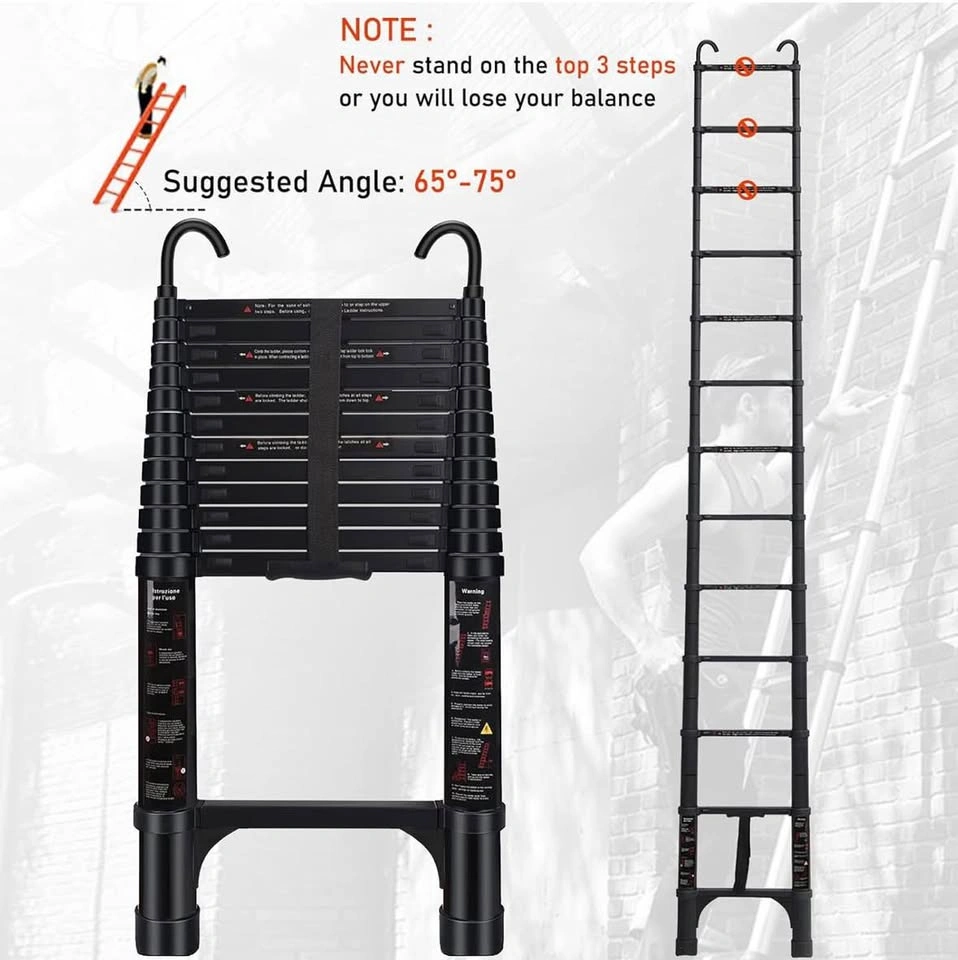 Telescopic Ladder 16 Feet - Aluminum Ladder with Hooks - photo 4