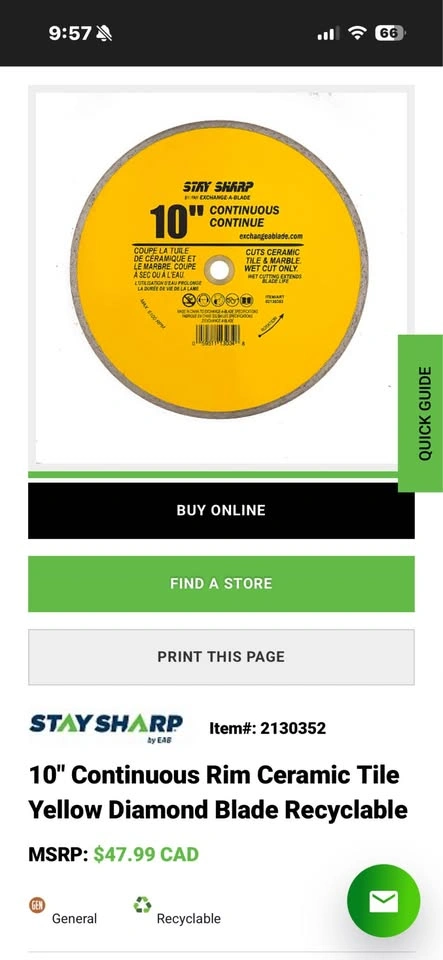 Stay Sharp 10" Continuous Diamond Blade - photo 3