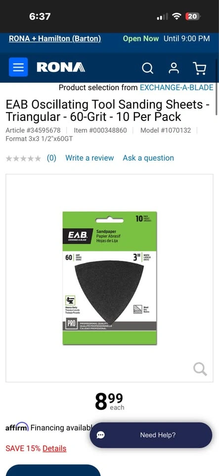EAB 80-Grit Triangular Oscillating Tool Sanding Sheets - Brand N - photo 3
