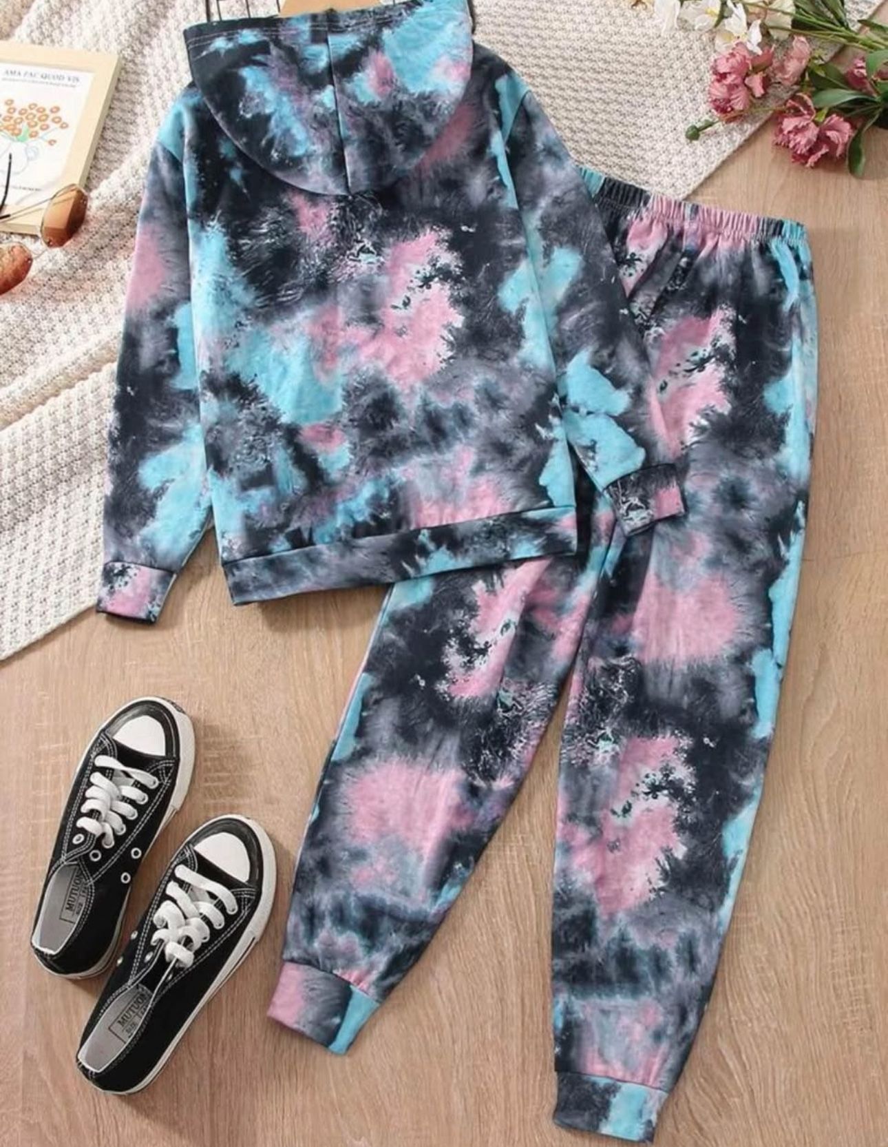 Girls Heart Print Tie Dye Hoodie & Sweatpants - photo 2