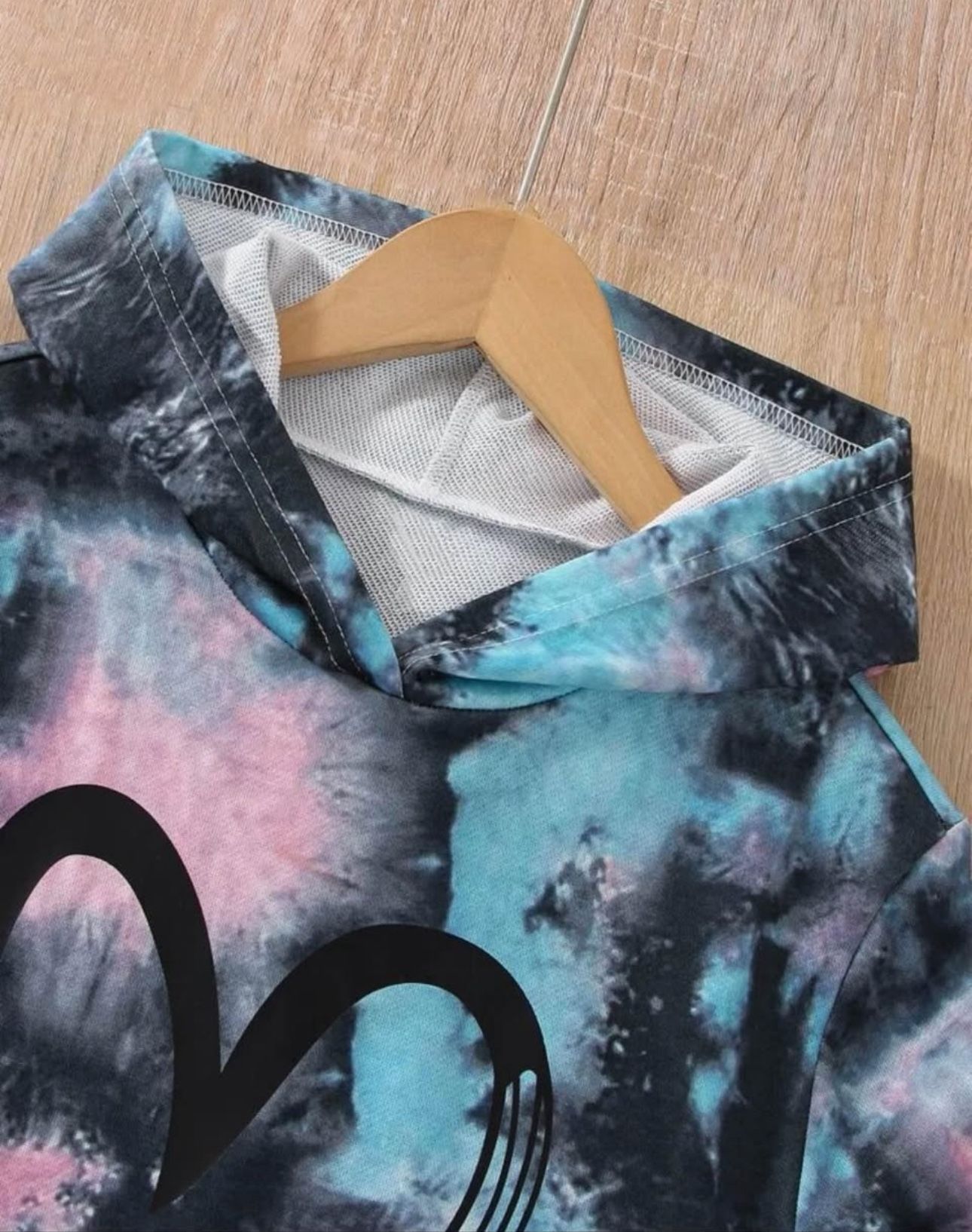 Girls Heart Print Tie Dye Hoodie & Sweatpants - photo 3