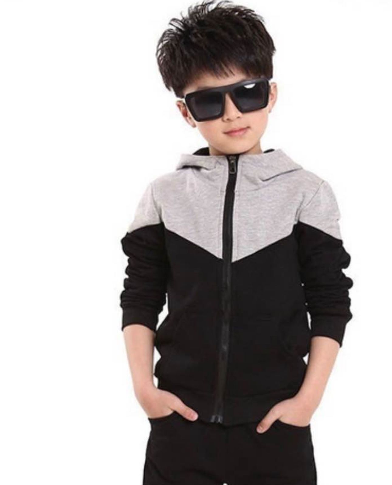 Kindstraum Athletic Clothing Set, Patchwork Hooded Coat + Pants,