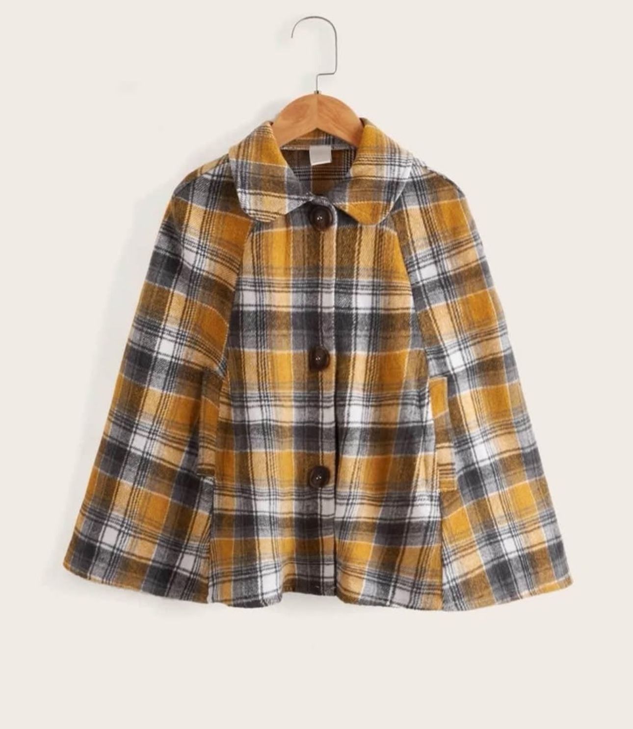 Girls Tartan Print Raglan Sleeve Overcoat