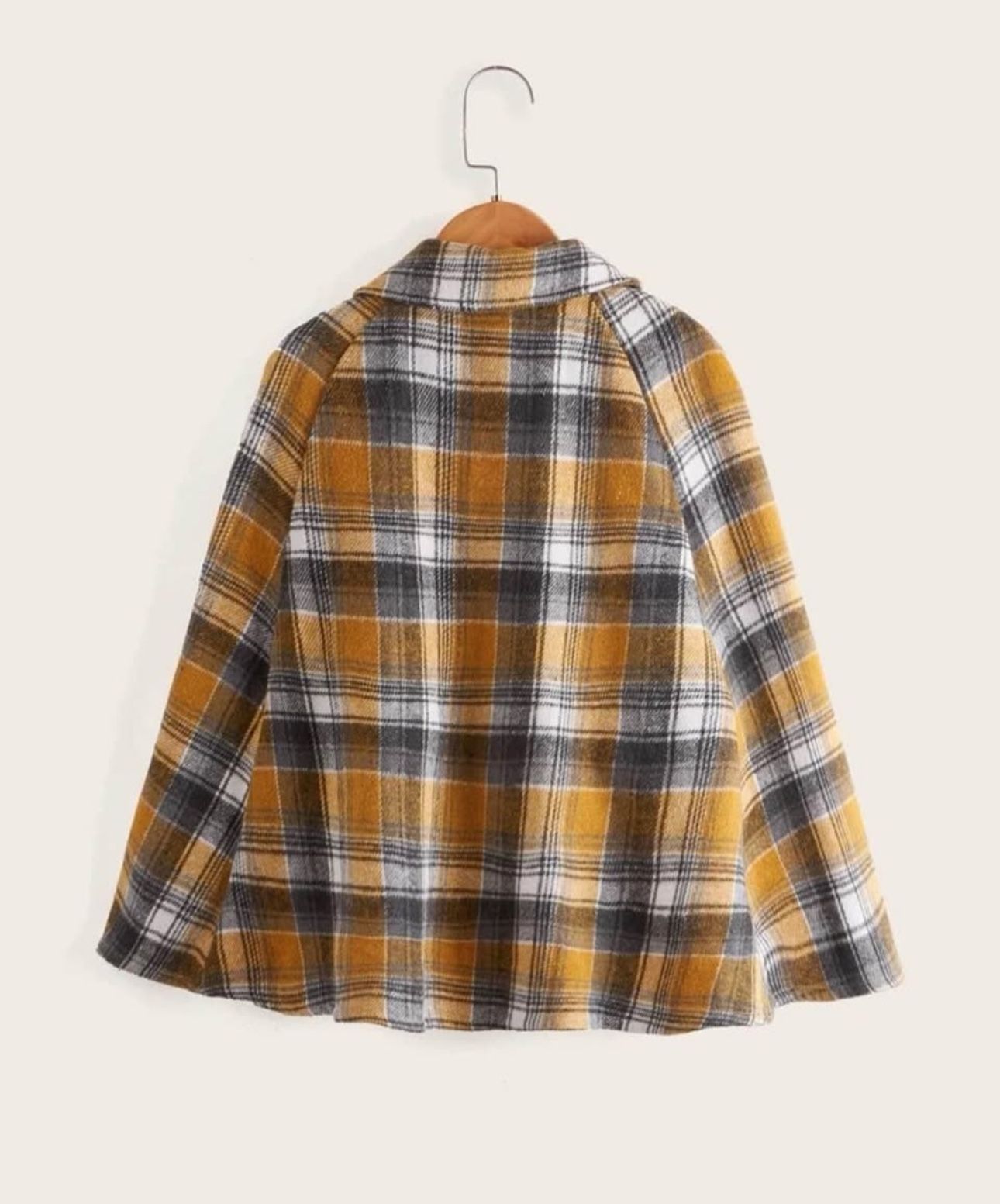 Girls Tartan Print Raglan Sleeve Overcoat - photo 2