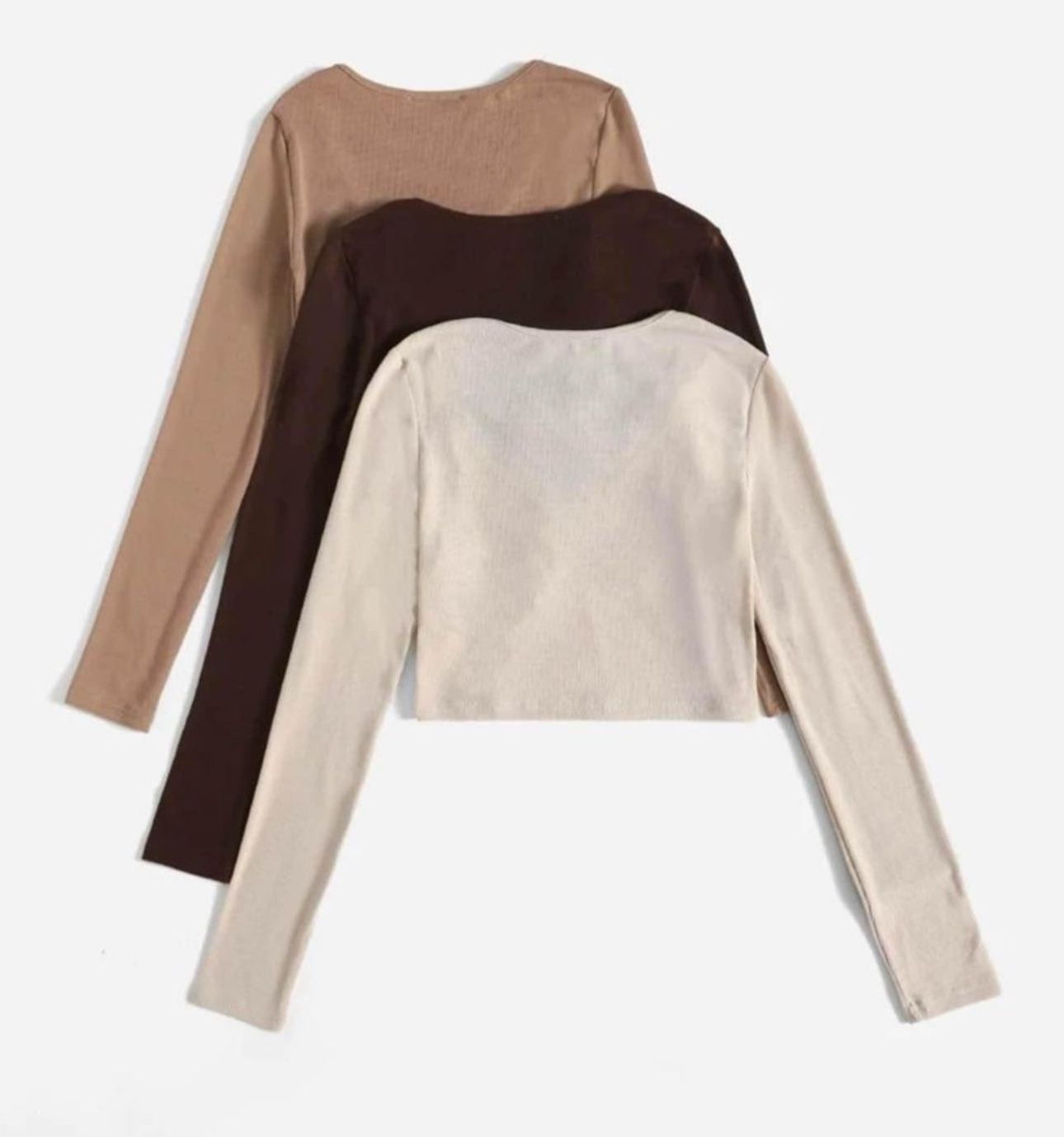 3pcs Solid Notched Neck Tee - photo 2