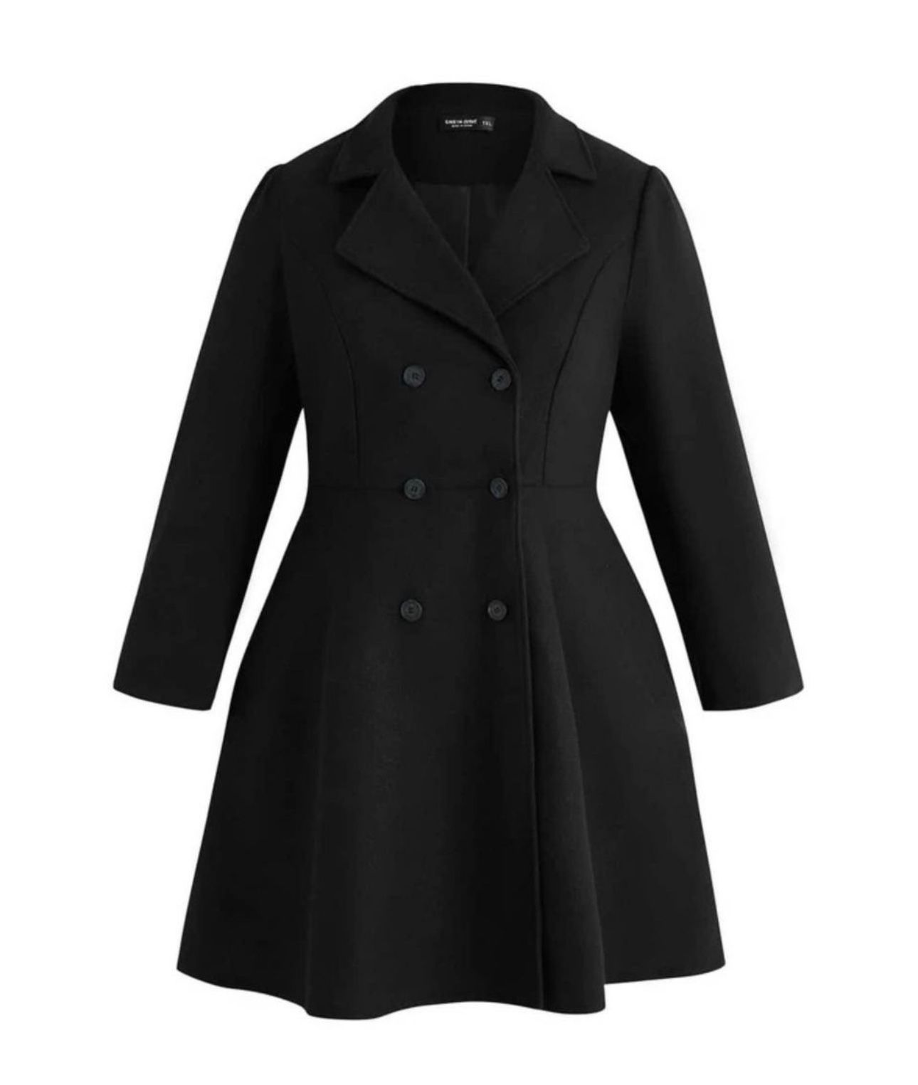 Plus Solid Double Breasted Overcoat