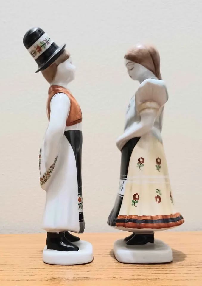 1960's  Handpainted Hollohaza Matyo Girl & Boy Figurines image indicator(2)