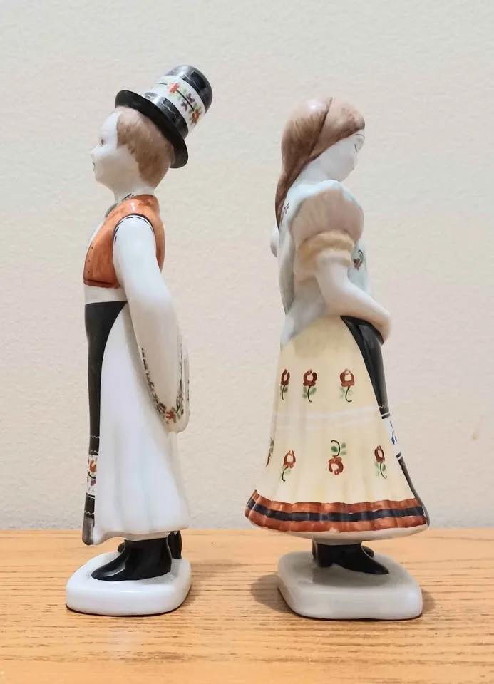1960's  Handpainted Hollohaza Matyo Girl & Boy Figurines image indicator(3)