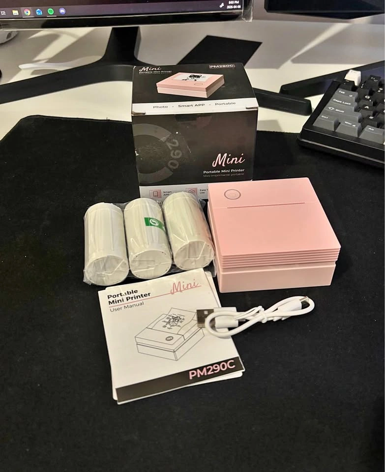 New - Portable Mini Sticker Printer (Pink)