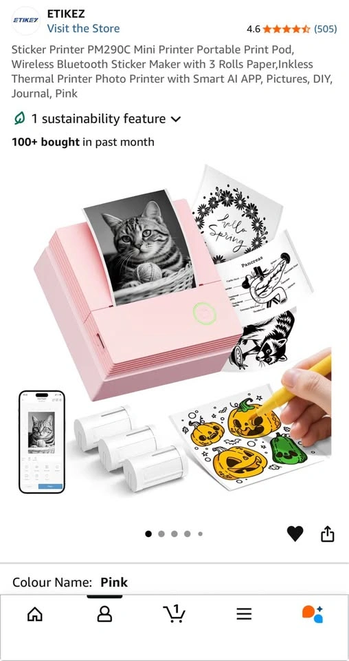 New - Portable Mini Sticker Printer (Pink) - photo 3
