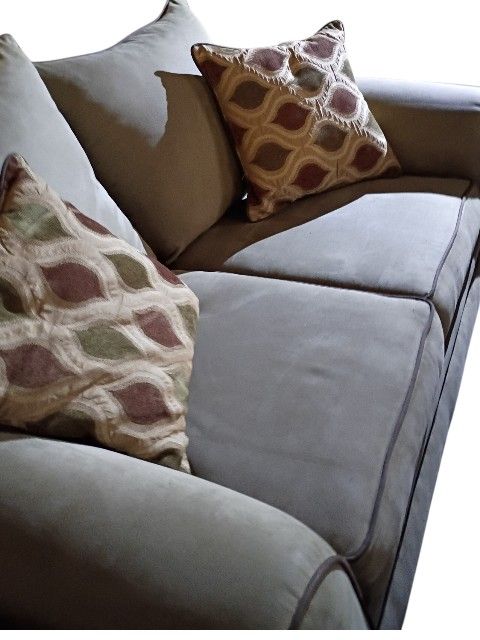 Light Brown Loveseat/Sofa with Decorative Pillows.. - photo 2