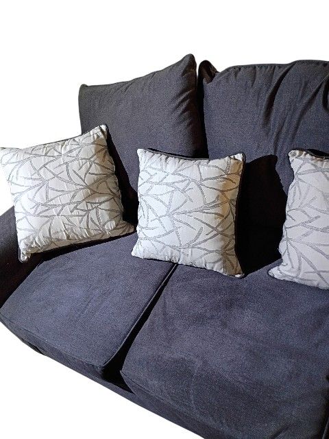 Dark Blue Sofa with Decorative Pillows - Very Comfortable - photo 2