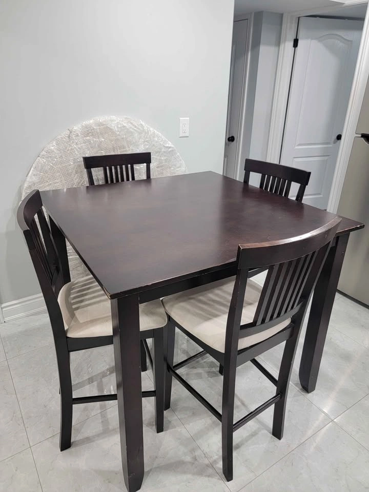 Dark Brown Square Dining Table with 4 Counter Height Chairs - photo 2