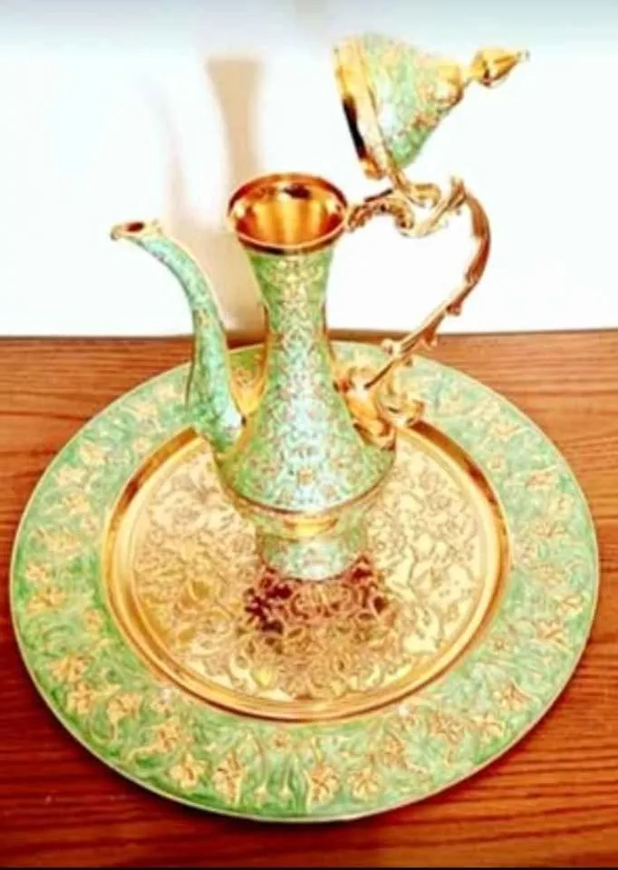 New Cloisonne Enamel Brass Coffee Set image indicator(2)