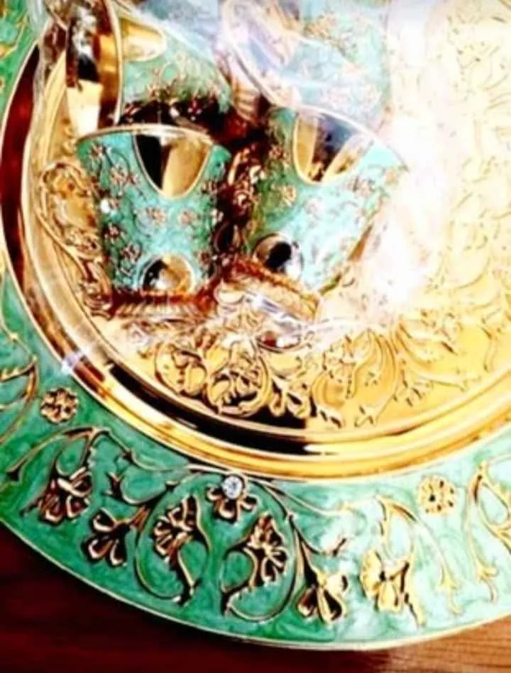 New Cloisonne Enamel Brass Coffee Set image indicator(5)