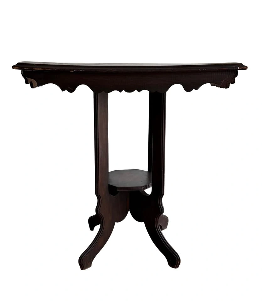 Antique Dark Brown Wood Accent Table by Peterboro Canoe Co.