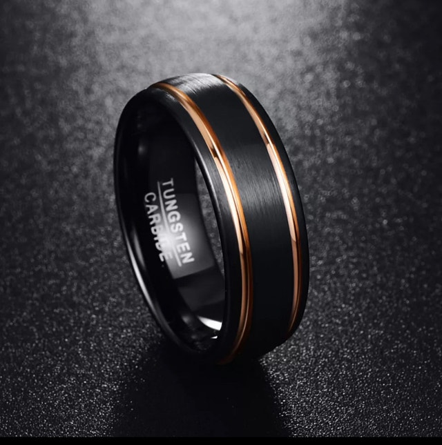 Tungsten Ring for men Black two tone