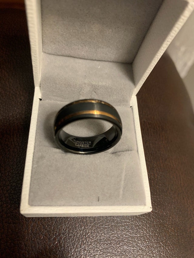 Tungsten Ring for men Black two tone - photo 2