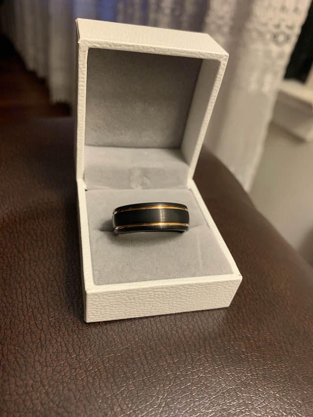 Tungsten Ring for men Black two tone - photo 3