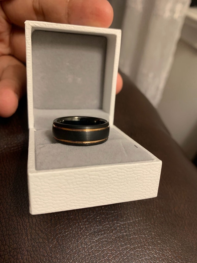 Tungsten Ring for men Black two tone - photo 4