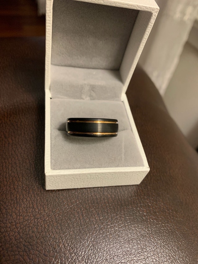 Tungsten Ring for men Black two tone - photo 5