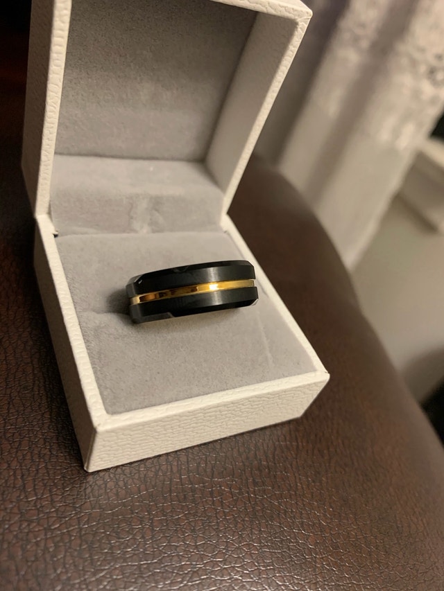 Tungsten Ring for men two tone black gold - photo 2