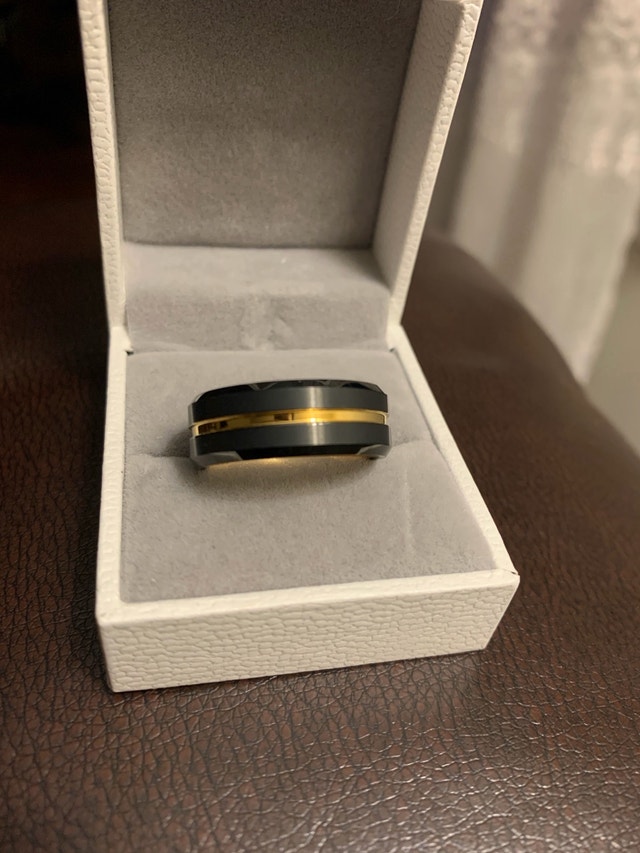 Tungsten Ring for men two tone black gold - photo 3