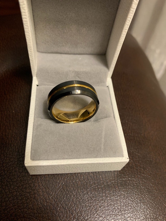 Tungsten Ring for men two tone black gold - photo 4