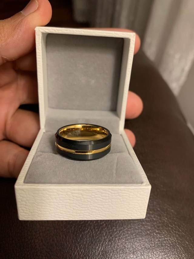Tungsten Ring for men two tone black gold - photo 5